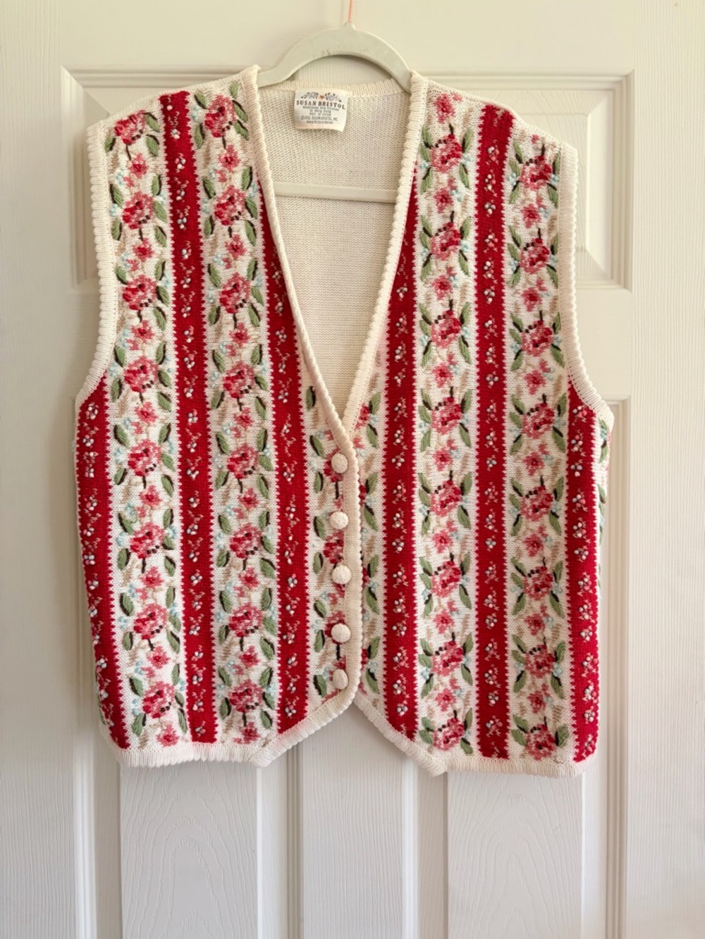 Women’s Vintage Susan Bristol Floral Embroidered Knit Button Sweater Vest SizeXL - Picture 5 of 5